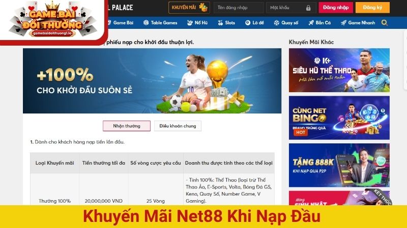 Khuyến mãi Net88: Bùng nổ ưu đãi, nhận thưởng khủng mỗi ngày
